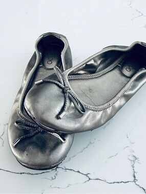 Me Too Metallic Silver Ballet Flats with Bow